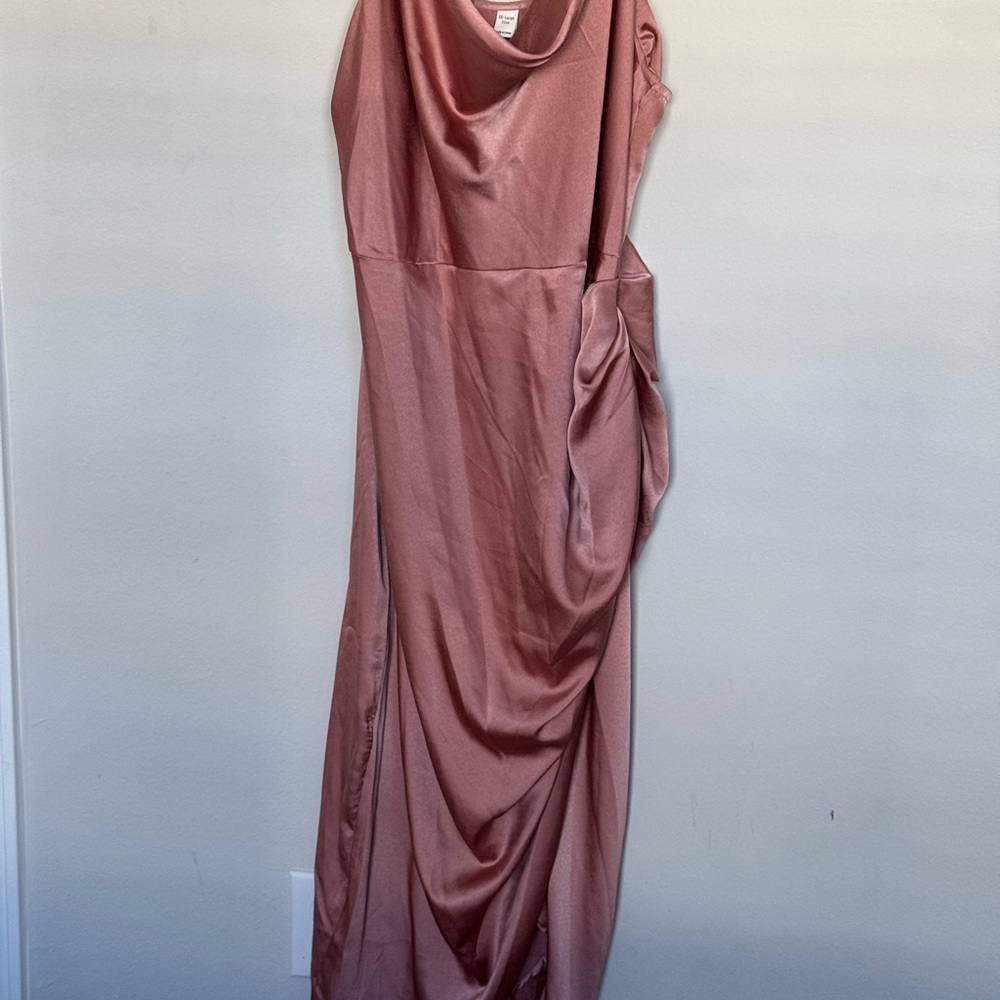 Plus Size Pink Satin Dress